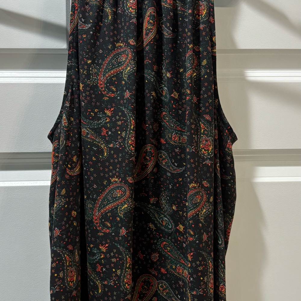 J. Crew Black Multicolor Paisley Sleeveless   Blouse